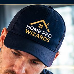 Close-up of a Home Pro Wizards branded cap